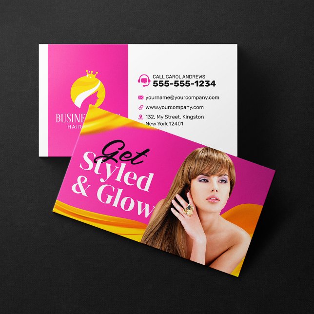 Iögonfallande Rosa Hårstyling Makeup Artist Salong Visitkort (Skapare uppladdad)