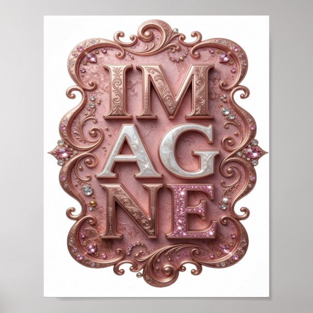 Iögonfallande rosa IMAGINE Textdesign Poster (Framsidan)