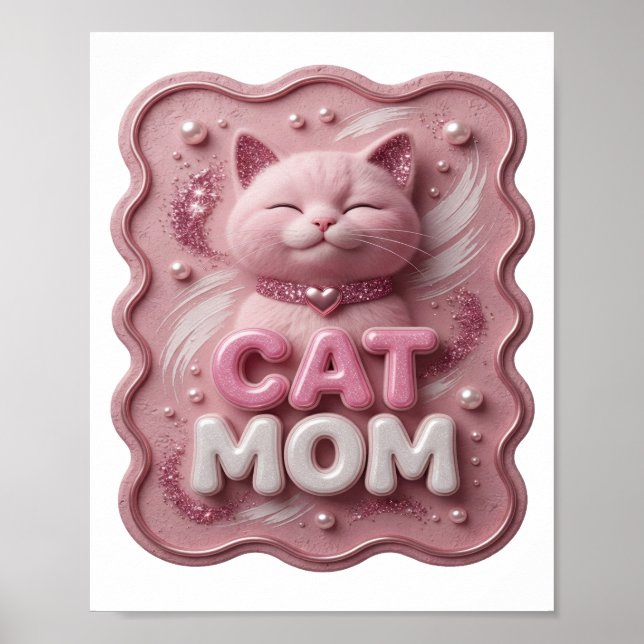 Iögonfallande Rosa KATT MAMMA Poster (Framsidan)