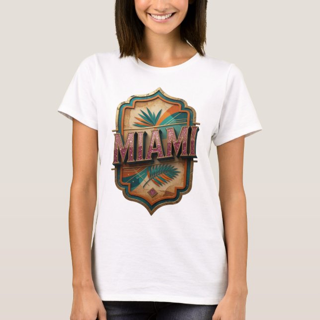 Iögonfallande rosa MIAMI-citat-skjorta T Shirt (Framsida)