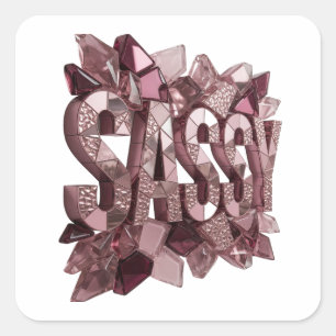Iögonfallande rosa SASSY-klistermärkesutskrift Fyrkantigt Klistermärke