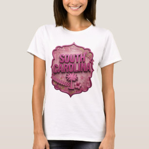 Iögonfallande Rosa SOUTH CAROLINA Bärbar Konst T Shirt