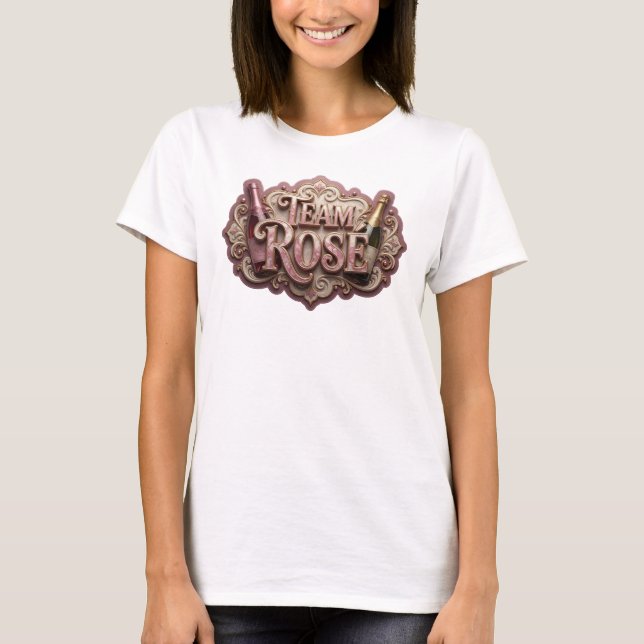 Iögonfallande rosa TEAM ROSE-utskrift T Shirt (Framsida)