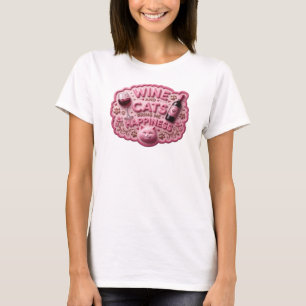 Iögonfallande Rosa VIN OCH KATTER GER MIG LYCKA T Shirt