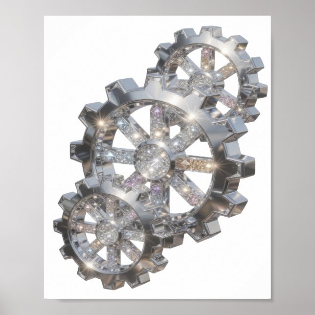 Iögonfallande silver ABSTRAKT KONST Modeutskrift Poster (Framsidan)