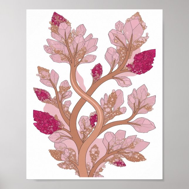 Iögonfallande silver CRYSTAL TREE Statement-design Poster (Framsidan)