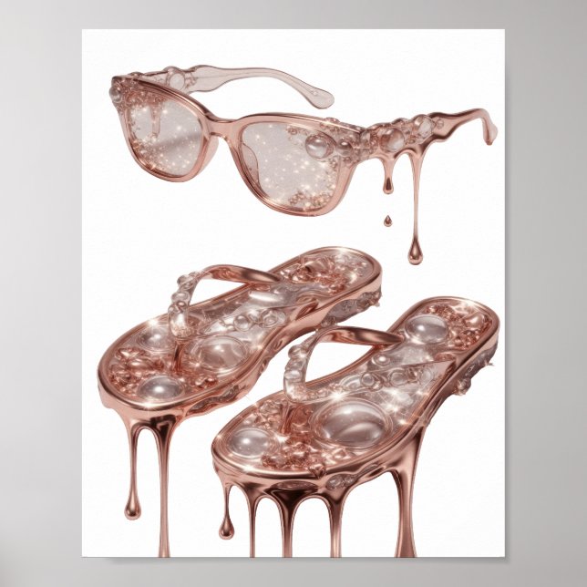 Iögonfallande silver ROSE GOLD GLAMOUR textdesign Poster (Framsidan)