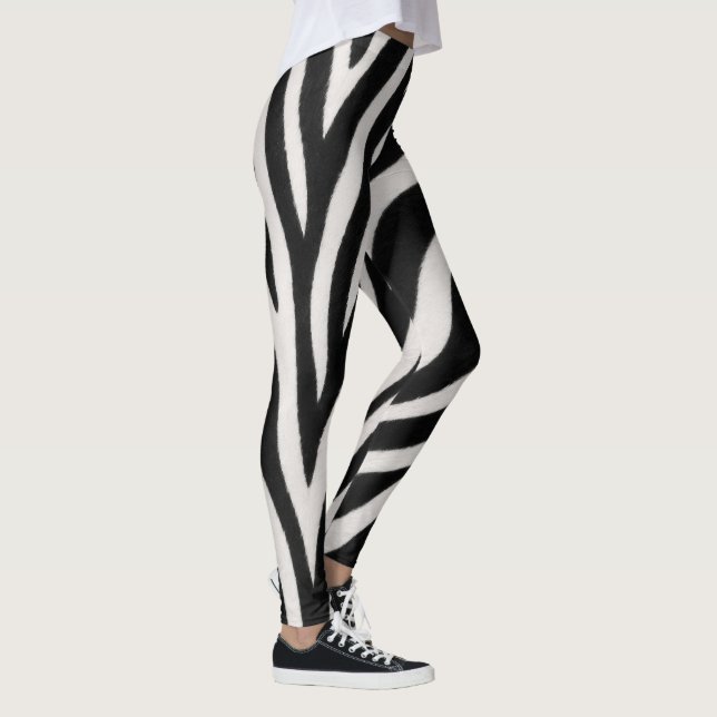 Iögonfallande Zebramönster Lugn Stilfull Leggings (Höger)