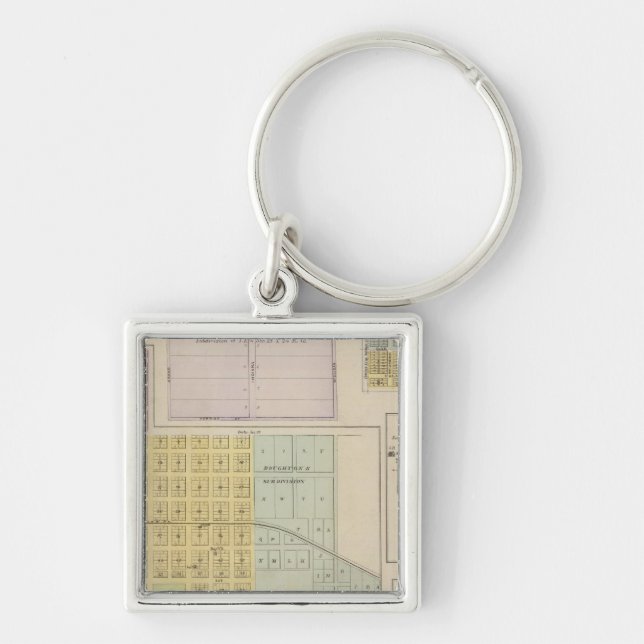 Iola, Torrance och Kellogg, Kansas Fyrkantig Silverfärgad Nyckelring (Framsidan)