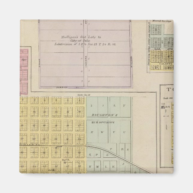 Iola, Torrance och Kellogg, Kansas Magnet (Framsidan)