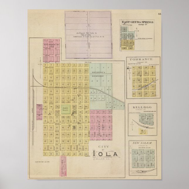 Iola, Torrance och Kellogg, Kansas Poster (Framsidan)