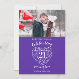 Iolit hjärta årsdag 21 år foto lila inbjudningar