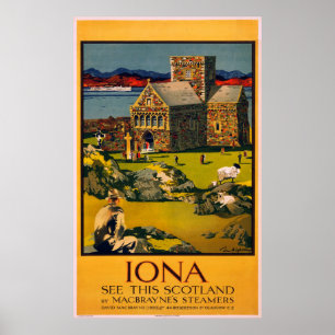 Iona - se detta Skottland av MacBraynes ångestmäta Poster