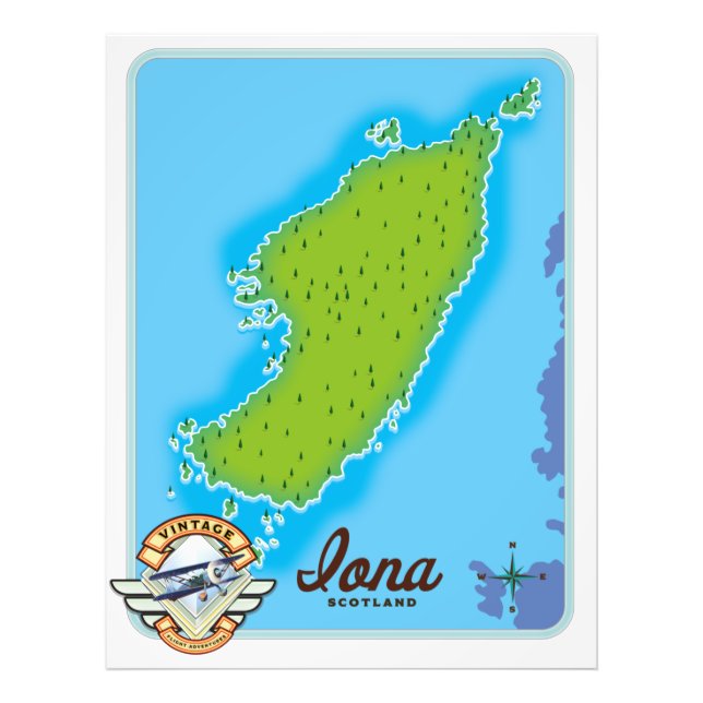 Iona Skottland karta Fototryck (Framsidan)