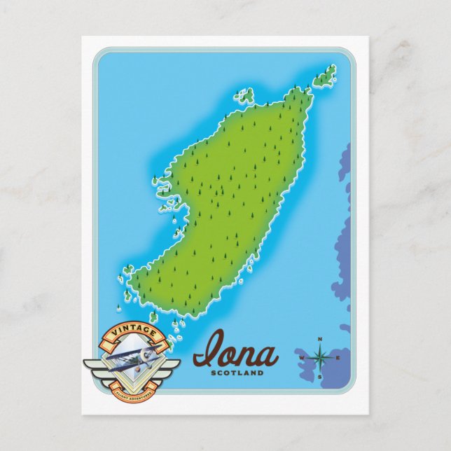 Iona Skottland karta Vykort (Framsida)