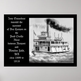 Ione Steamboat-circa 1899 till 1910 originalteckni Poster