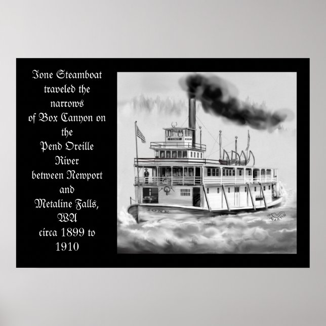 Ione Steamboat-circa 1899 till 1910 originalteckni Poster (Framsidan)