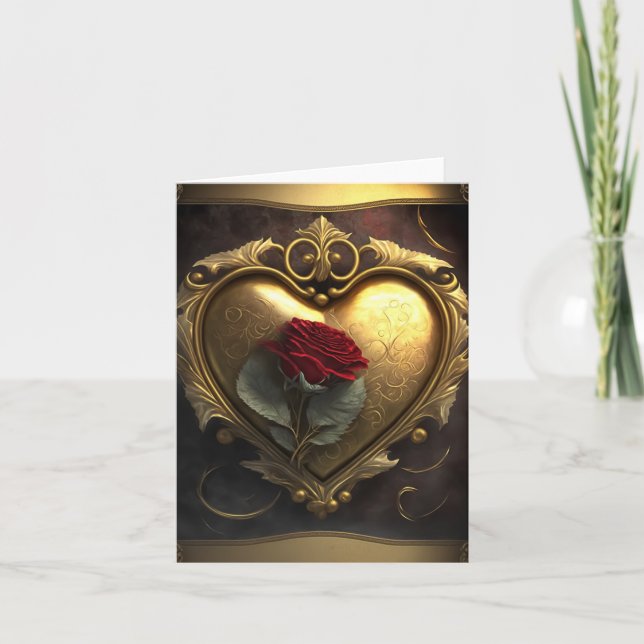 Ionic Guld Heart Ro Romantic Valentine Day Kort (Framsida)
