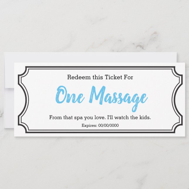 IOU Kärlek Gift Biljett One Massage editable himla (Framsida)