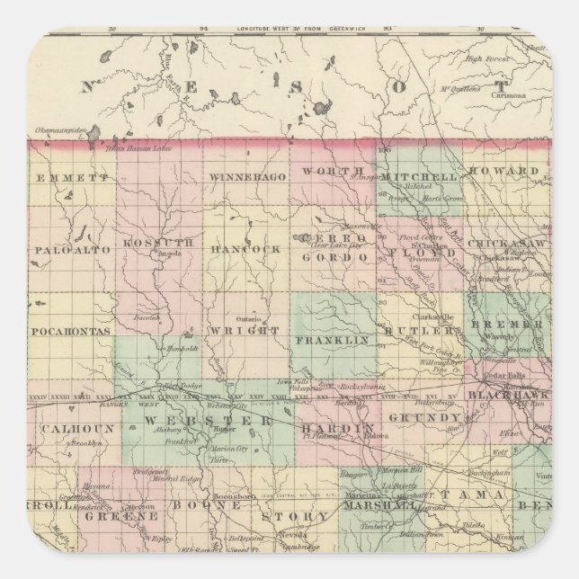 Iowa 2 fyrkantigt klistermärke (Framsida)