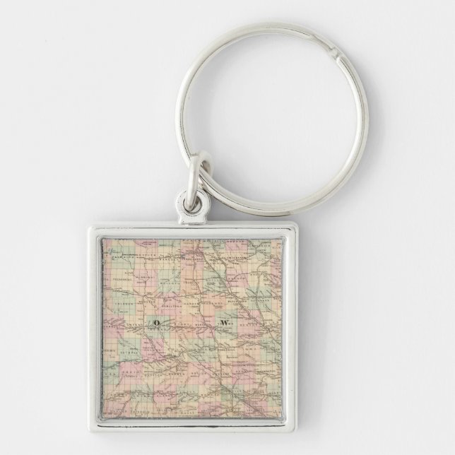 Iowa 3 fyrkantig silverfärgad nyckelring (Framsidan)