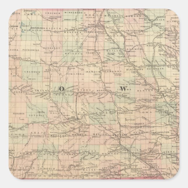 Iowa 6 fyrkantigt klistermärke (Framsida)