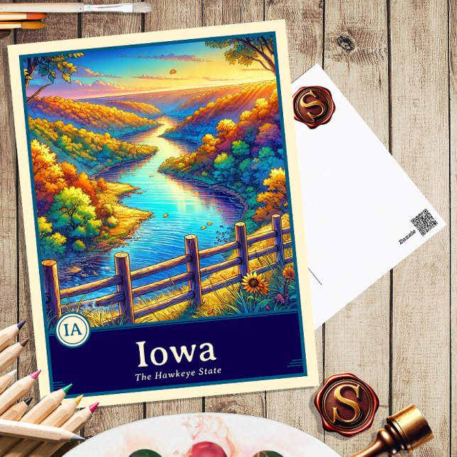 Iowa | Anime Stil Tecknad vykort (Skapare uppladdad)