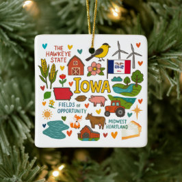 Iowa Anpassad Familjeresa Jul Julgransprydnad Keramik