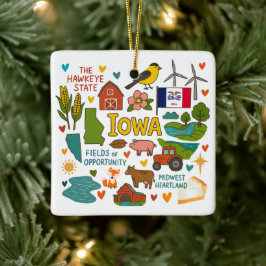 Iowa Anpassad Familjeresa Jul Julgransprydnad Keramik