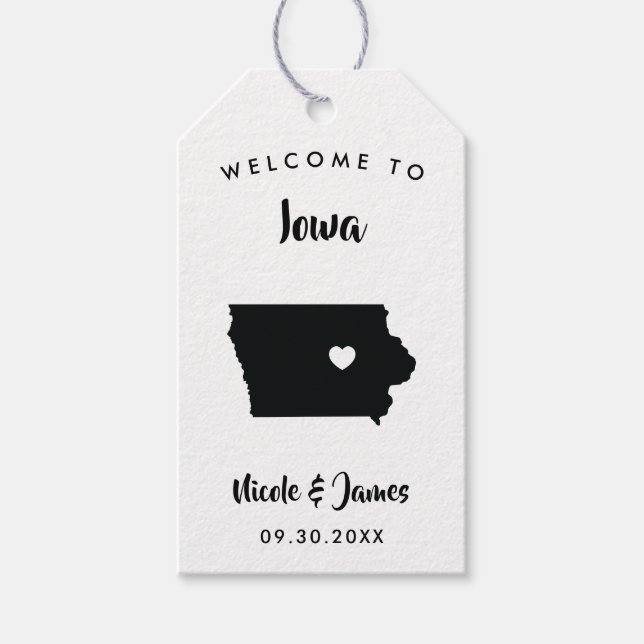 Iowa Bröllop Welcome Bag Märkres for Hotel Guests Presentetikett (Framsidan)