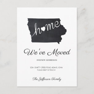 Iowa Chalkboard State Karta Flytta Postcard Meddelande Vykort