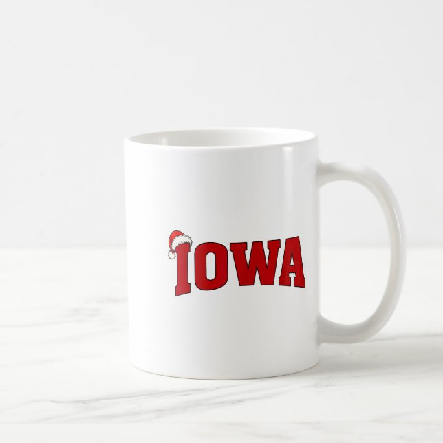 Iowa Christmas Santa Hat Retro Throwback Souvenir  Kaffemugg (Höger)
