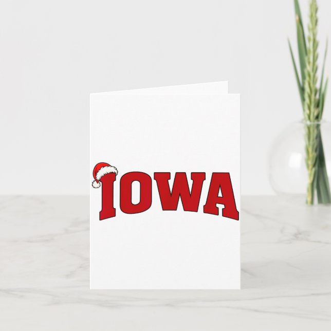 Iowa Christmas Santa Hat Retro Throwback Souvenir  Kort (Framsida)