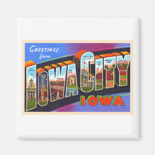 Iowa City Iowa IA Vintage Large Brev vykort Magnet