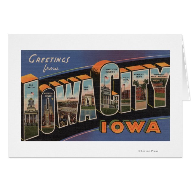 Iowa City, Iowa - Stora Brev Scenes Hälsningskort (Framsidan Horizontal)