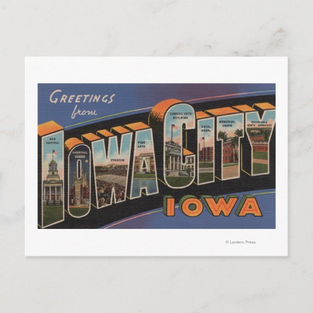 Iowa City, Iowa - Stora Brev Scenes Vykort (Framsida)