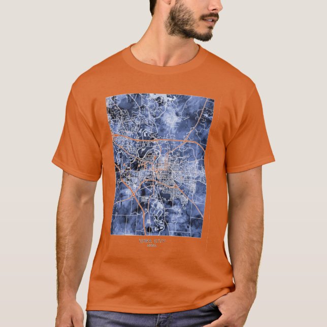 Iowa City Karta T Shirt (Framsida)