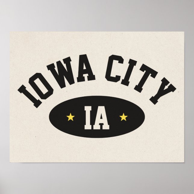 Iowa City Vintage Sportig Universitetsaffisch Poster (Framsidan)