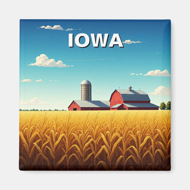 Iowa Cornfield Red Barn Magnet (Framsidan)