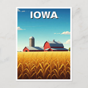 Iowa Cornfield Red Barn Vykort