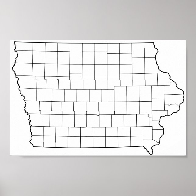 Iowa Countys Blank Outline Karta Poster (Framsidan)