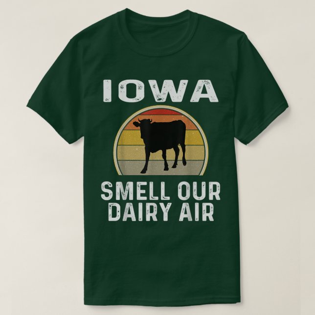 Iowa Dairy Farmer Smell Vår Dairy Luft Retro Cow F T Shirt (Design framsida)
