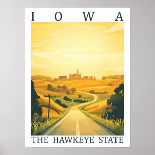 Iowa, delstaten Hawkeye, USA, Travel Ställe Poster