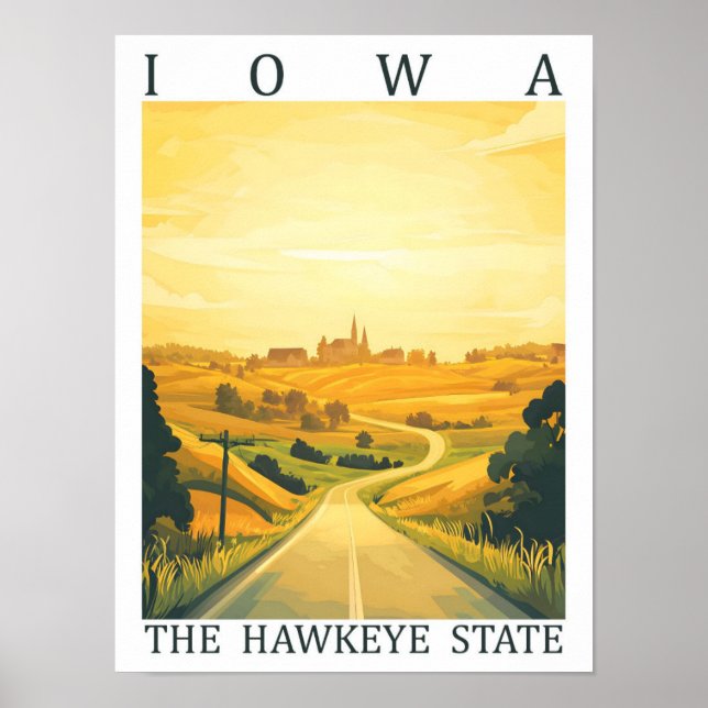 Iowa, delstaten Hawkeye, USA, Travel Ställe Poster (Framsidan)