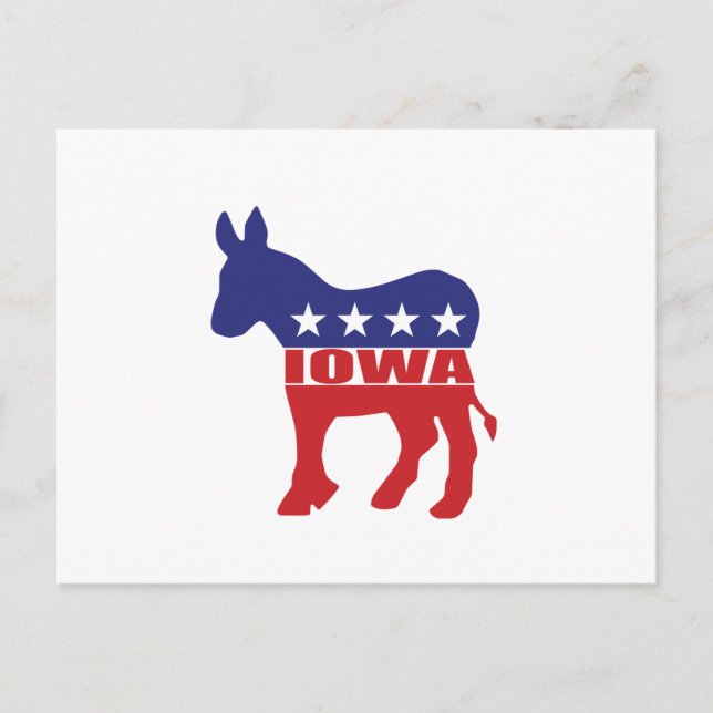 Iowa Democrat Donkey Vykort (Framsida)