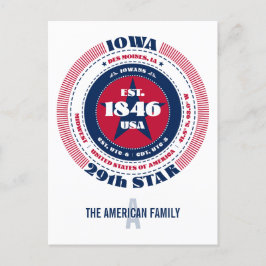 Iowa, Des Moines, IA, Patriotic, Monogram Vykort