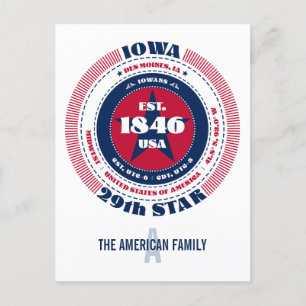 Iowa, Des Moines, IA, Patriotic, Monogram Vykort