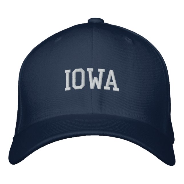 Iowa Embroized Flexfit Wool Cap Navy Broderad Keps (Framsida)