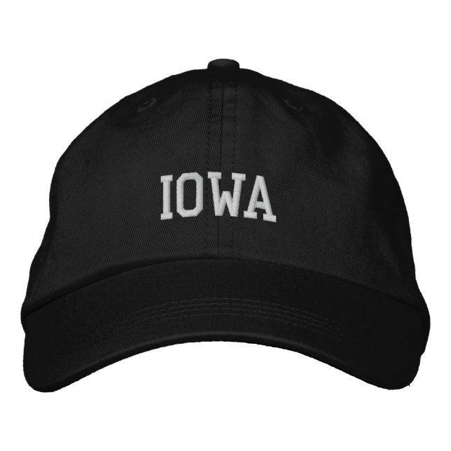 Iowa Embroized Justable Cap Black Broderad Keps (Framsida)