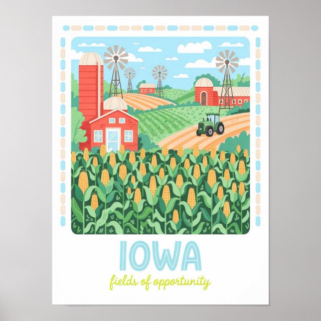 Iowa Fält of Opportunity USA Summer Travel Poster (Framsidan)
